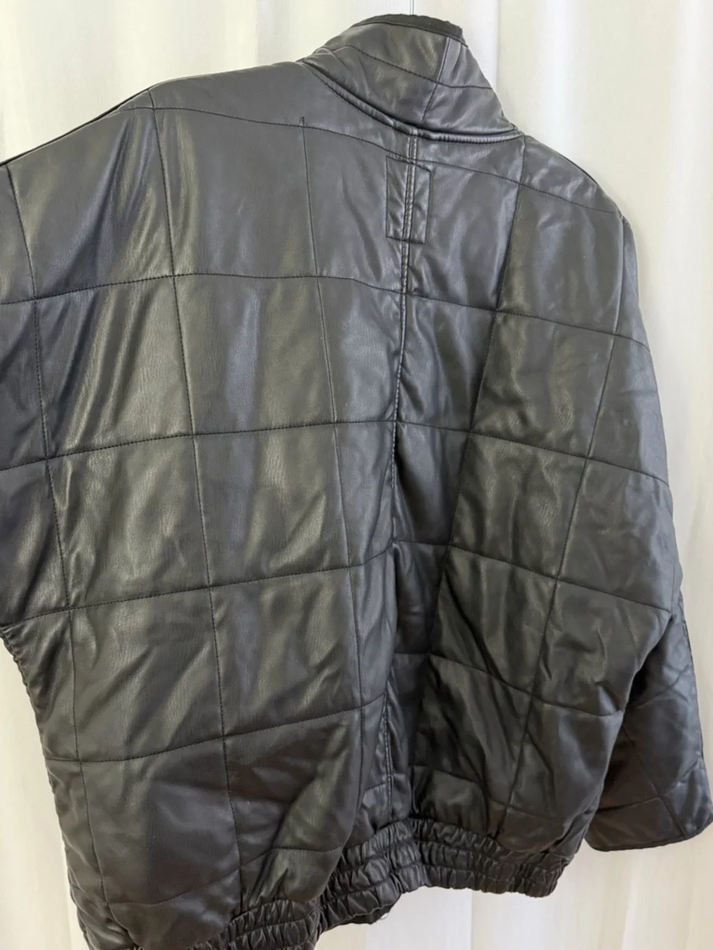 Free People Dolman Black Vegan Leather Quilted Jacket Womens Size Medium - Picture 9 of 9